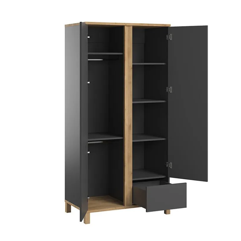 Armoire Altitude 2 portes - Graphite / Bois