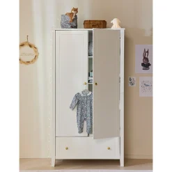 Armoire Charlie 2 portes et 1 tiroir - Blanche