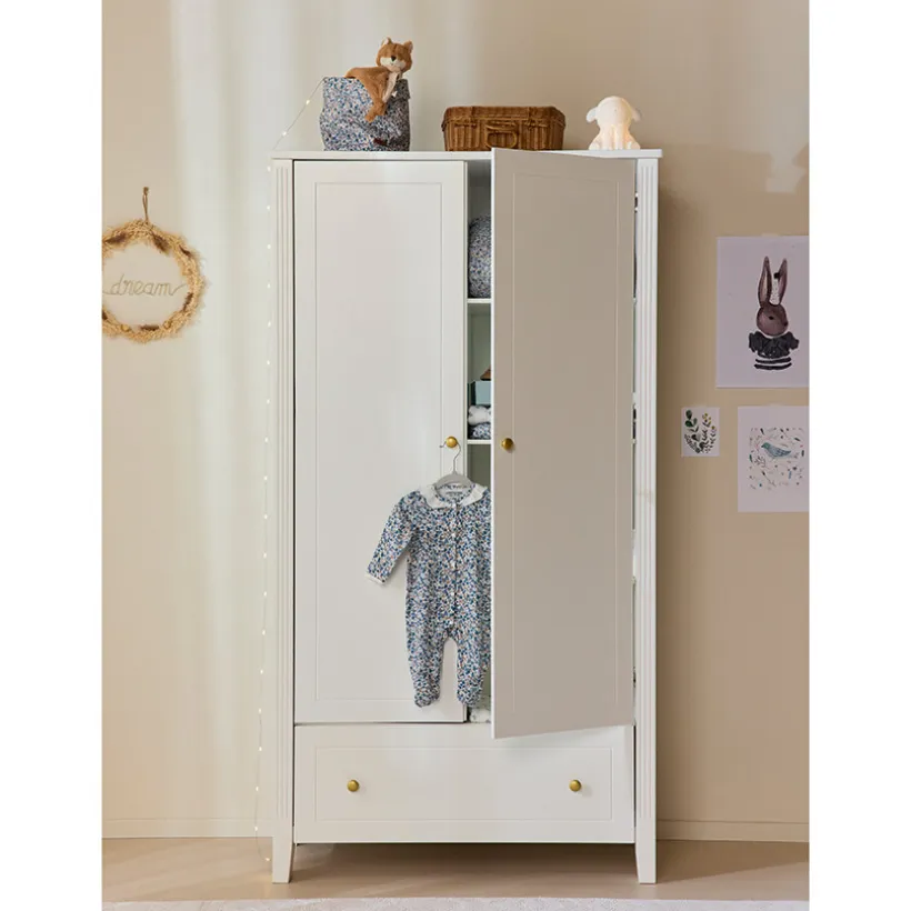 Armoire Charlie 2 portes et 1 tiroir - Blanche