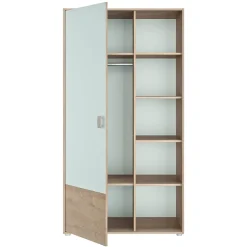 Armoire 1 porte Emma - chêne blond et blanc