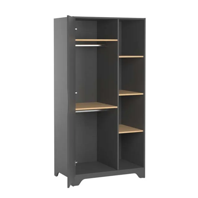 Armoire 1 porte Leaf - Graphite / Bois