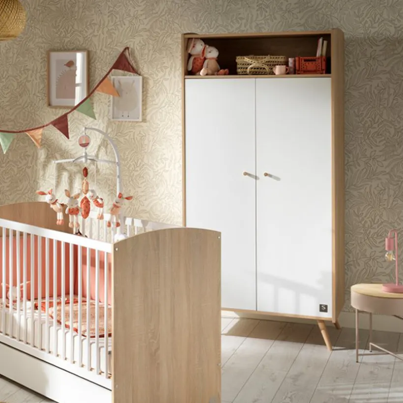 Armoire 2 portes access - Bois/Blanc