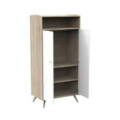 Armoire 2 portes access - Bois/Blanc