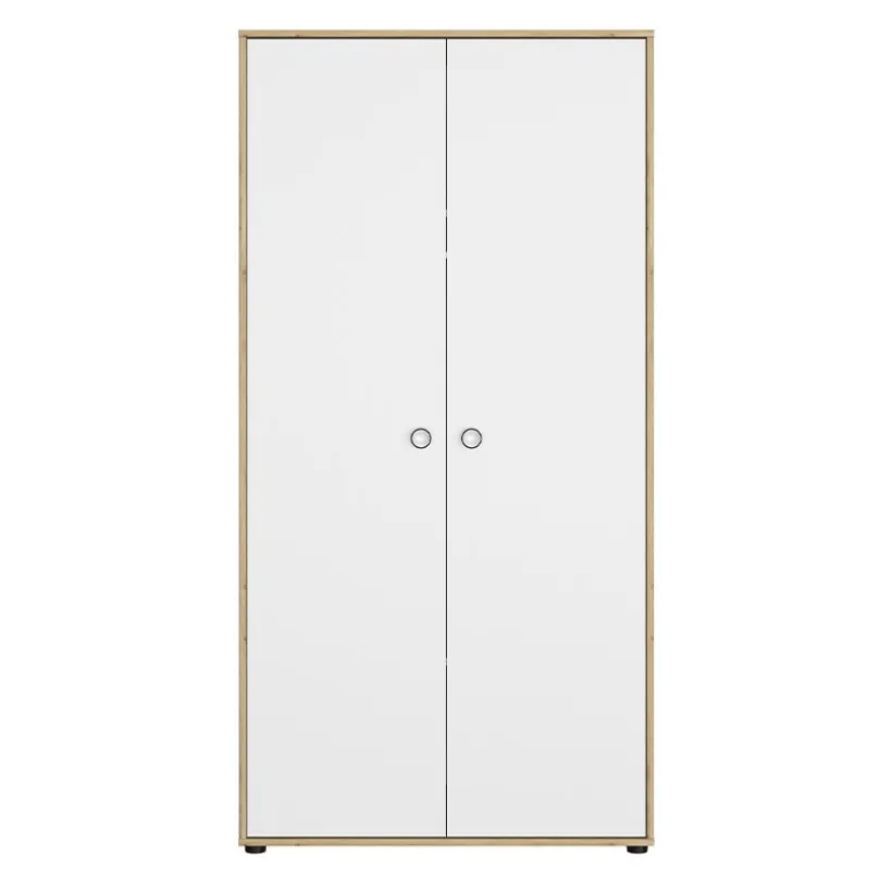 Armoire 2 portes Arthur - Blanc/Chêne