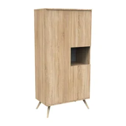Armoire à 3 portes et 1 niche Seventies aspect chêne doré
