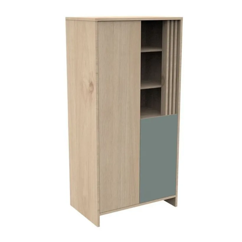 Armoire à 2 portes et niches Tokyo aspect chêne suave/sauge