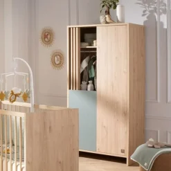 Armoire à 2 portes et niches Tokyo aspect chêne suave/sauge