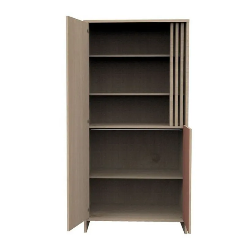 Armoire à 2 portes et niches Tokyo aspect chêne suave/terracotta