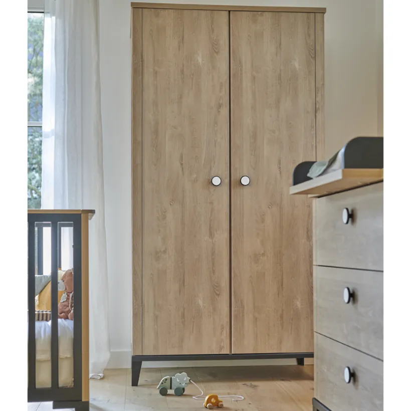 Armoire 2 portes Marcel Chêne & noir