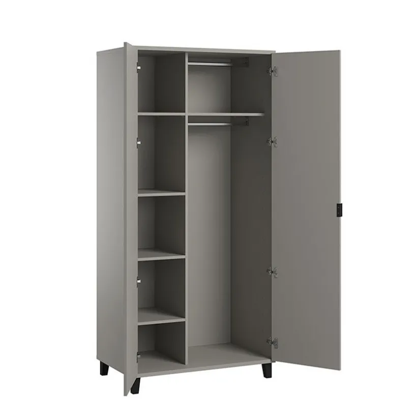 Armoire Simple 2 portes - Gris / Noir