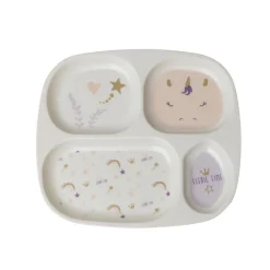 Assiette compartimentée en mélamine Licorne écru