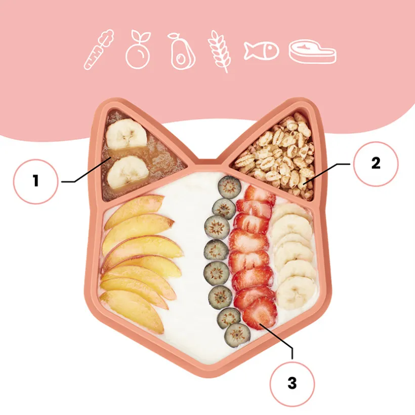 Assiette compartimentée en silicone ISY PLATE - Renard