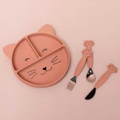 Assiette à compartiments en silicone avec ventouse Mrs. Cat