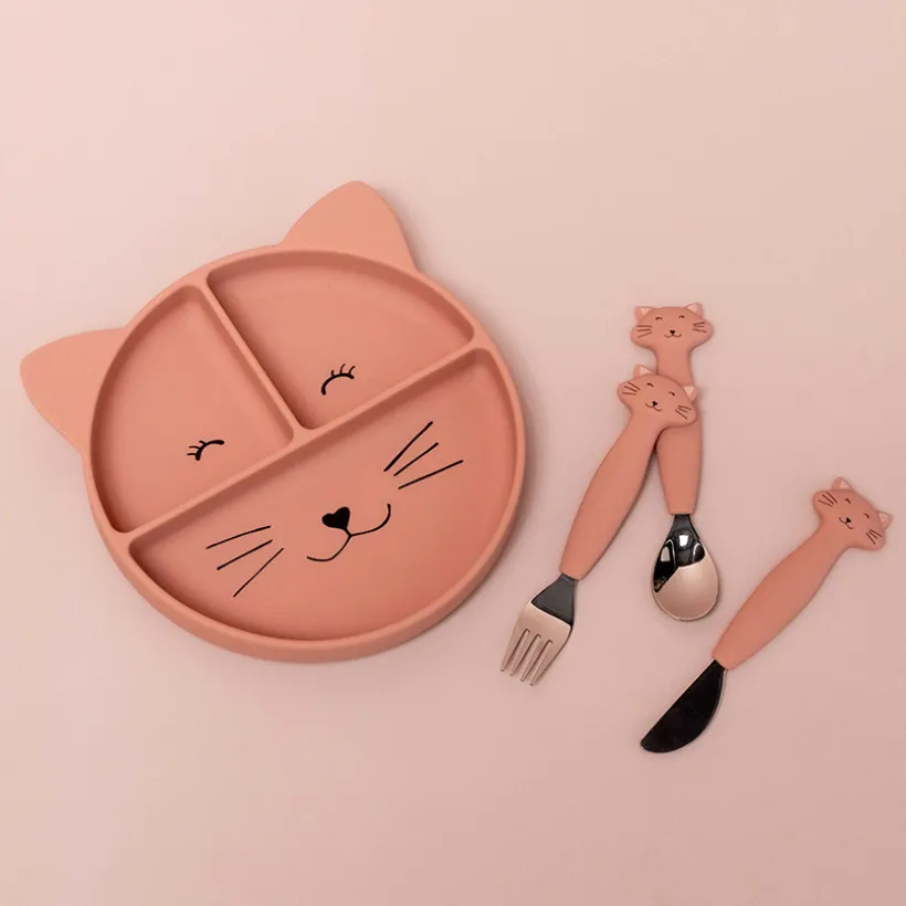 Assiette à compartiments en silicone avec ventouse Mrs. Cat