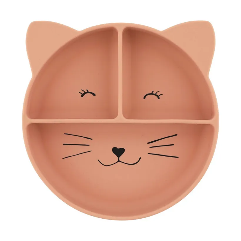 Assiette à compartiments en silicone avec ventouse Mrs. Cat