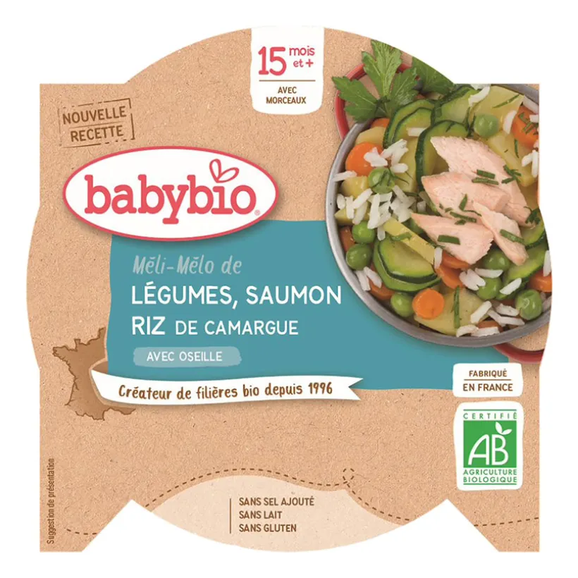 Assiette de légumes, saumon et riz à l'oseille