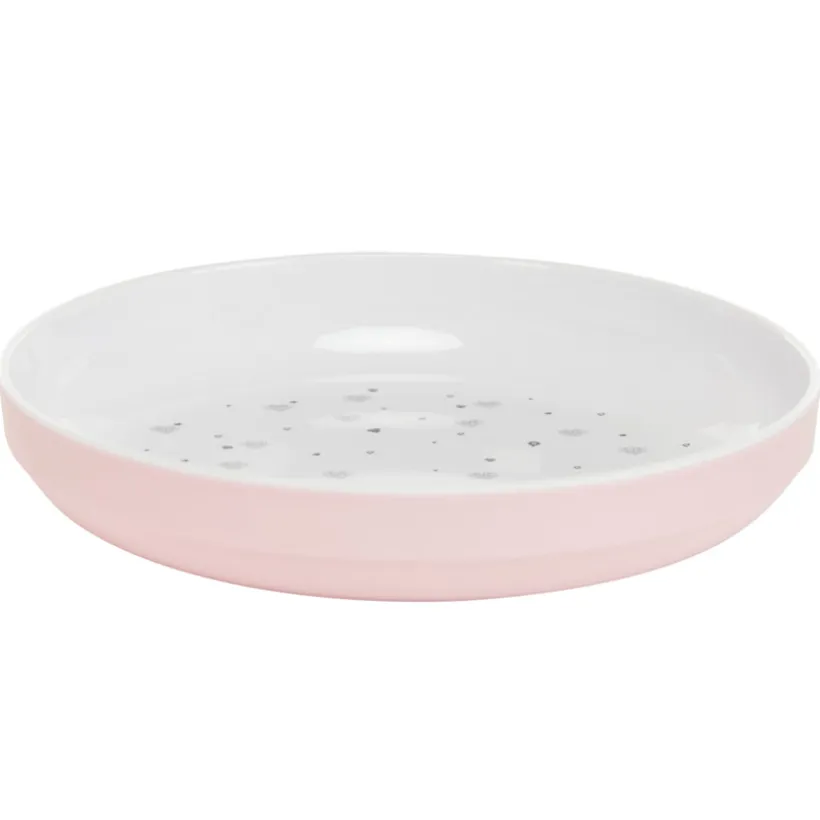 Assiette en mélamine imprimé cœurs rose