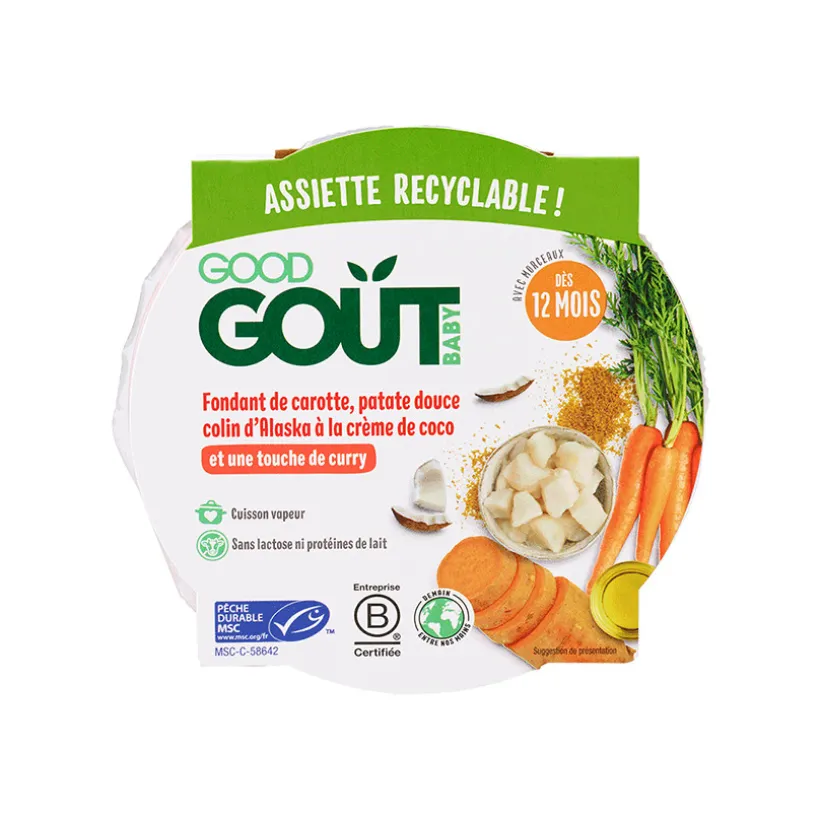 Assiette Fondant de carotte, patate douce, colin d'Alaka 220g