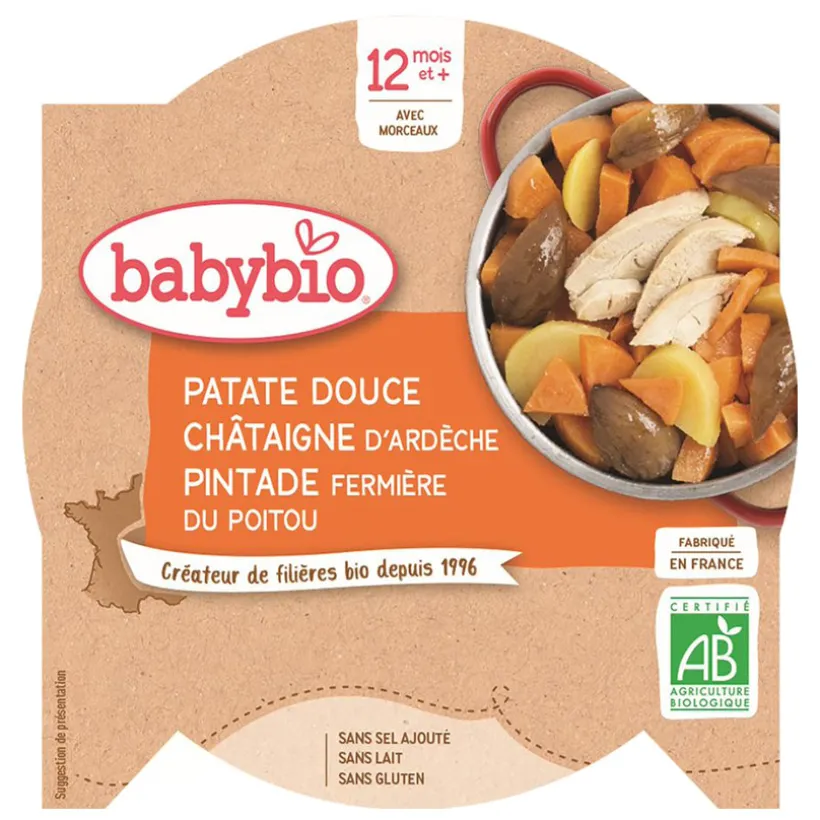 Assiette patate douce, châtaigne et pintade