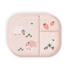 Assiette plateau à compartiments Tiny Farm rose