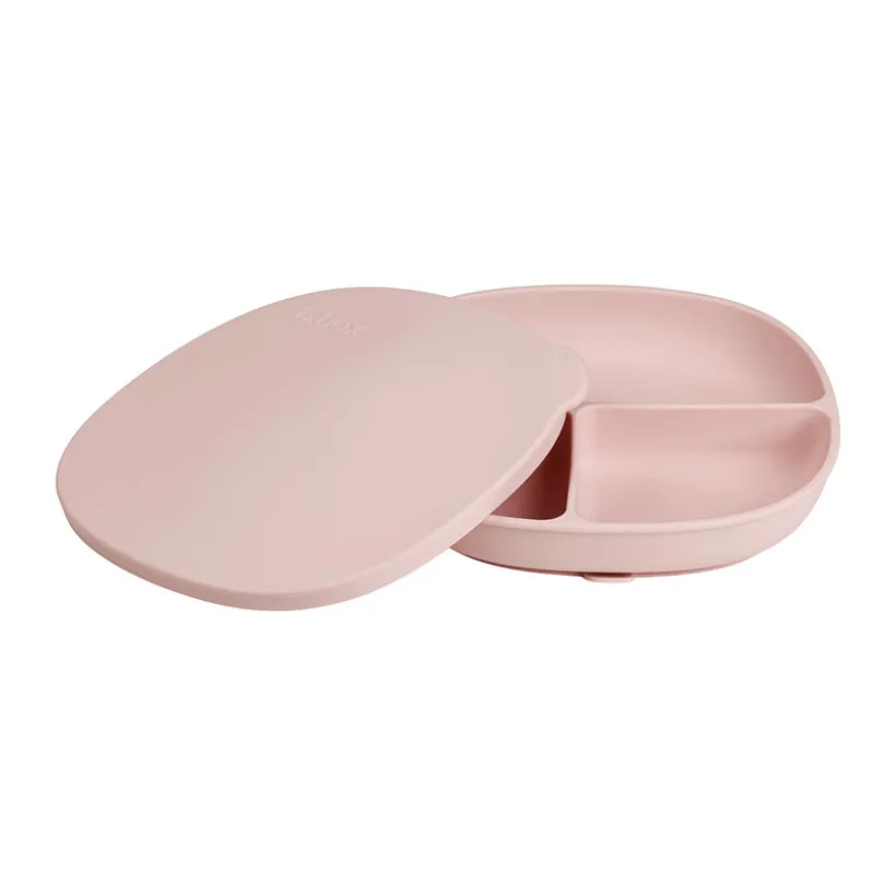 Assiettes avec ventouse et couvercle en silicone Blush