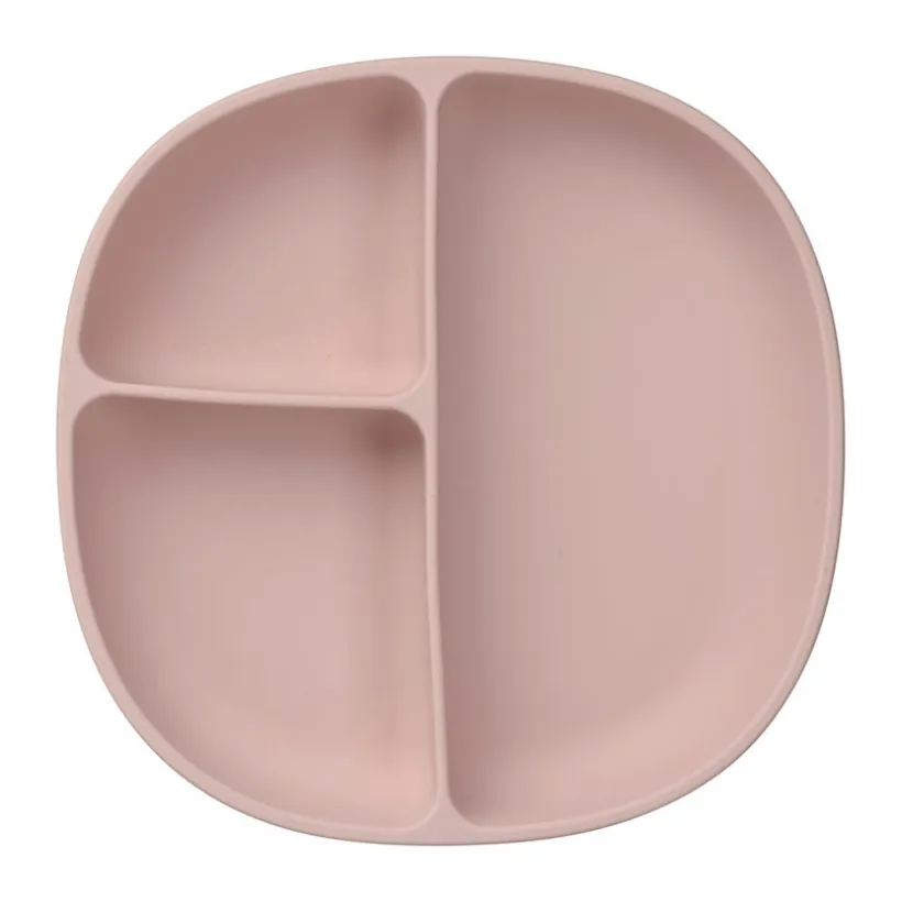 Assiettes avec ventouse et couvercle en silicone Blush
