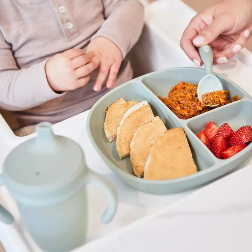 Assiettes avec ventouse et couvercle en silicone Blush