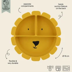 Assiette silicone avec ventouse et compartiments - Mr Lion
