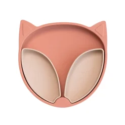 Assiette ventousée en silicone avec compartiments amovibles Renard