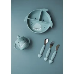 Asssiette avec ventouse et compartiments silicone Mr Shark