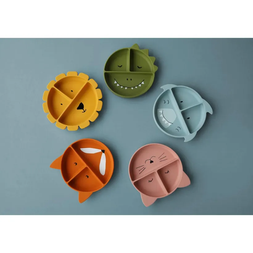 Asssiette avec ventouse et compartiments silicone Mr Shark