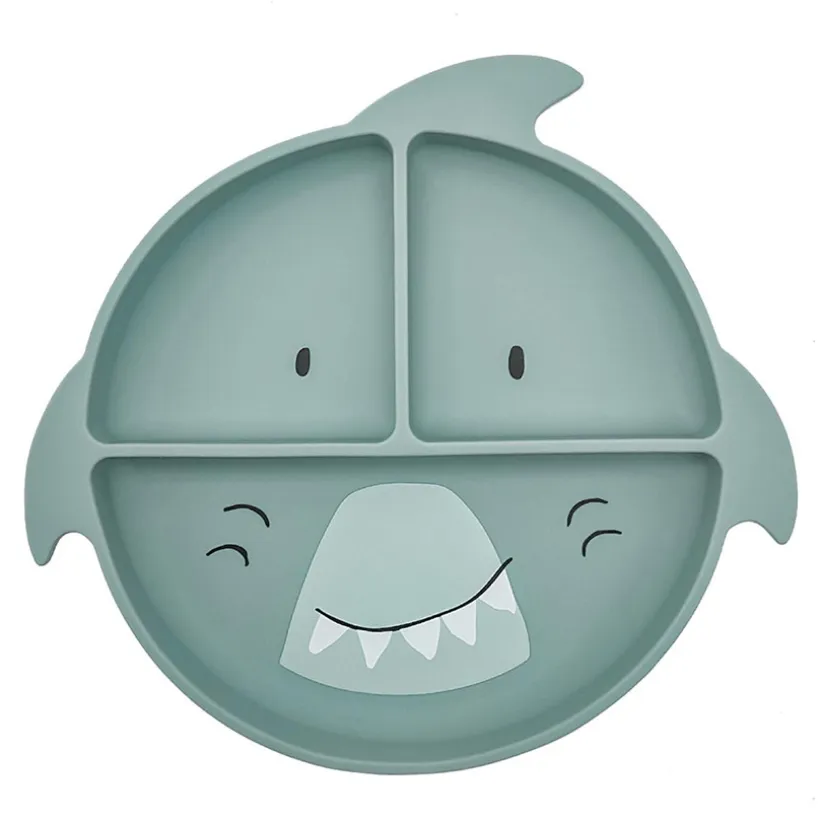 Asssiette avec ventouse et compartiments silicone Mr Shark