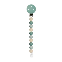 Attache-sucette avec perles en silicone vert/beige