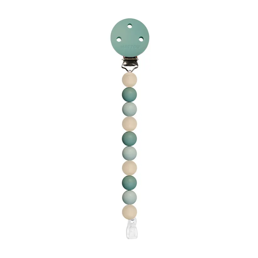 Attache-sucette avec perles en silicone vert/beige