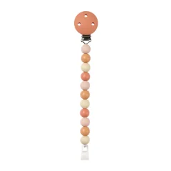 Attache-sucette en silicone beige/terracotta