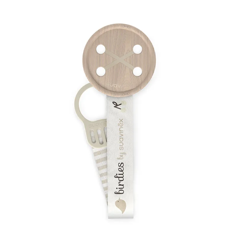 Attache-sucette ruban Birdies beige