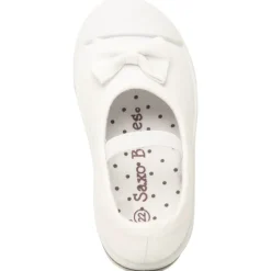 Babies blanches en toile avec nœud et lanière élastiquée pour bébé fille