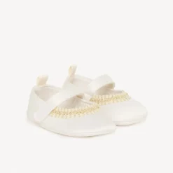 Babies en satin de cérémonie avec broderie pour bébé fille