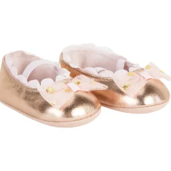 Babies métalisées avec noeud en tulle imprimé coeurs pour bébé fille
