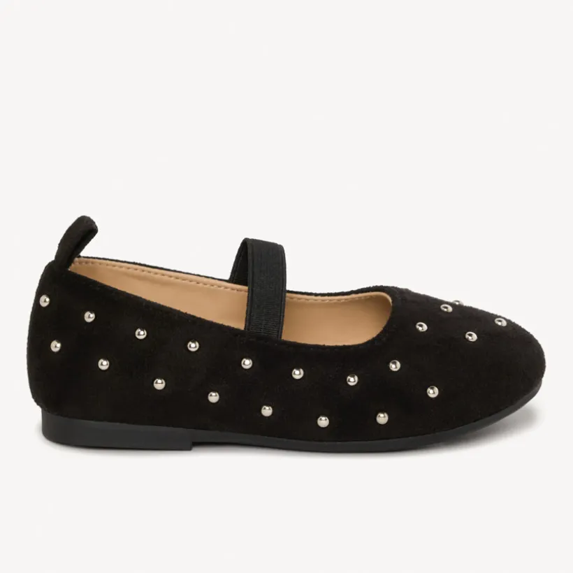Babies noire avec élastique et rivets argenté pour fille