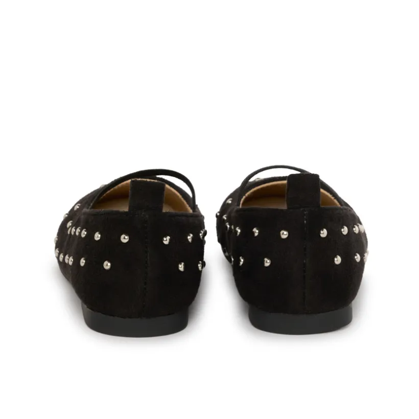 Babies noire avec élastique et rivets argenté pour fille