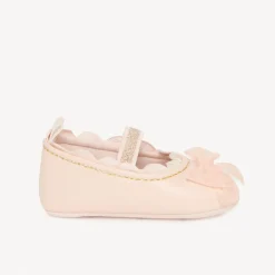 Babies rose clair avec nœuds en tulle pour bébé fille