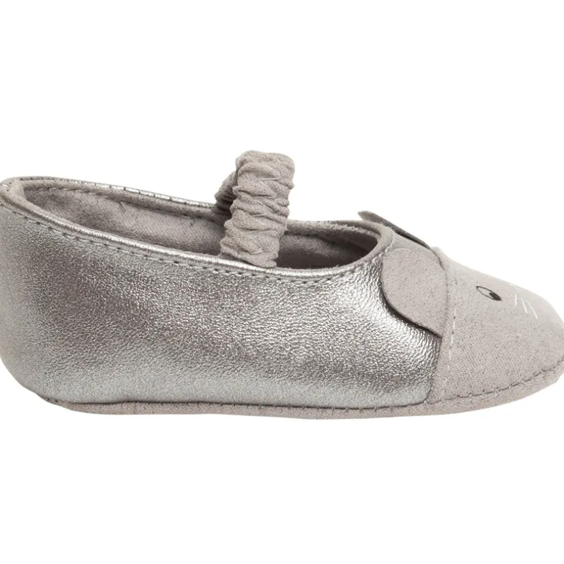 Babies souples argentées motif souris pour bébé fille