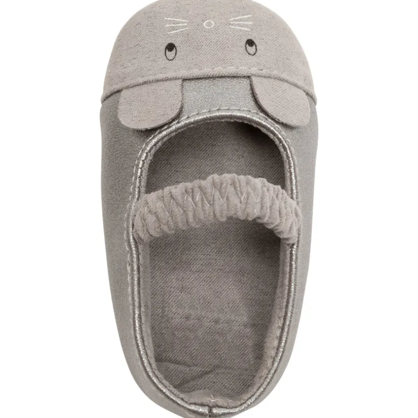 Babies souples argentées motif souris pour bébé fille