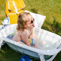 Baignoire pliable avec fond ludique marin bleu