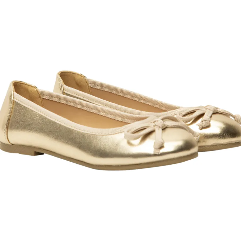 Ballerines dorées effet métallisé avec nœud pour fille