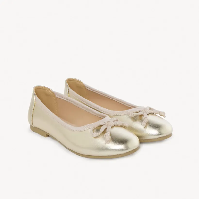 Ballerines dorées effet métallisé avec nœud pour fille