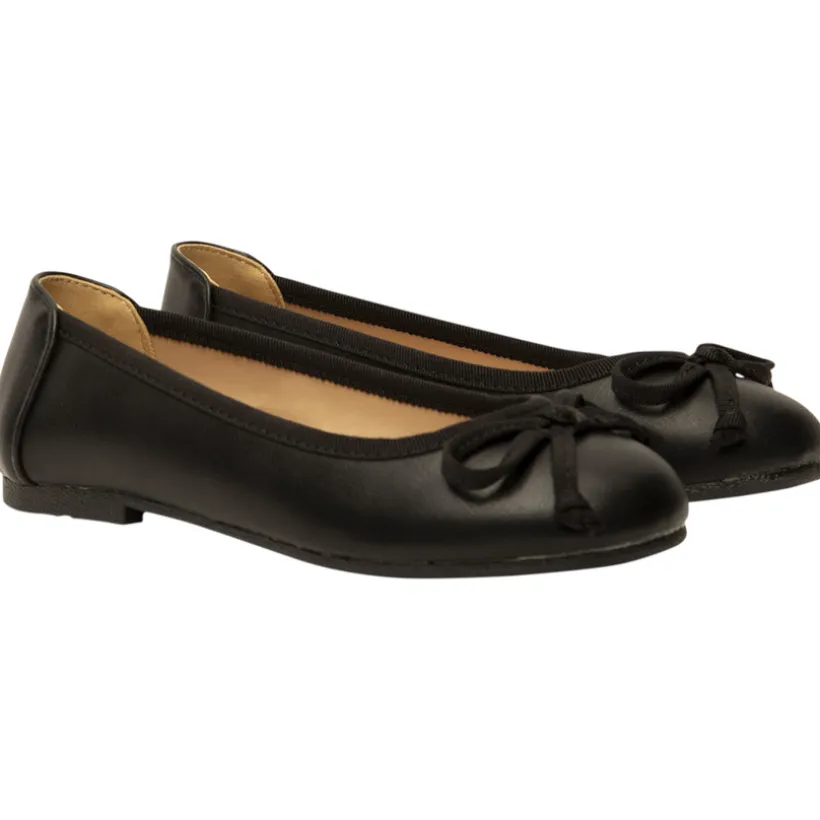 Ballerines noires en simili cuir avec nœud pour fille