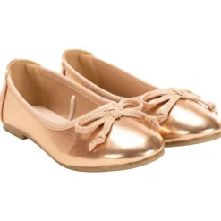 Ballerines rose gold à nœud effet métallisé pour fille