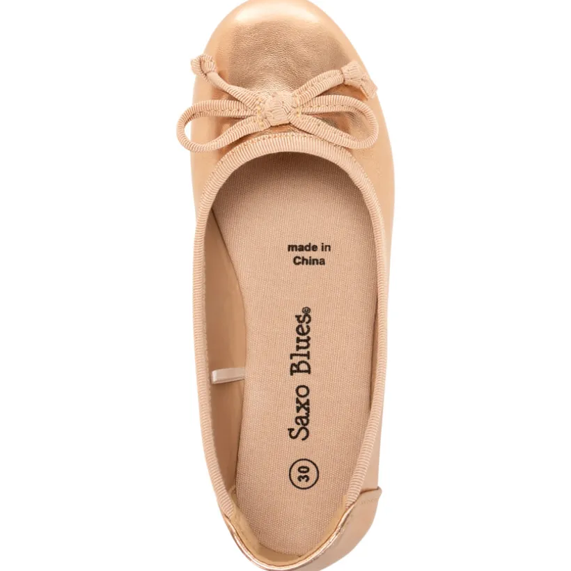 Ballerines rose gold à nœud effet métallisé pour fille